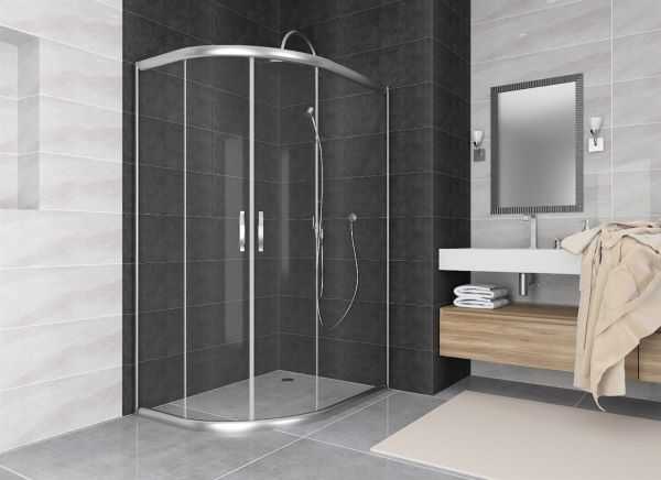 Tus paravan 80x100 AQUANIL - Birel (hrom, 5mm, asimetricna)