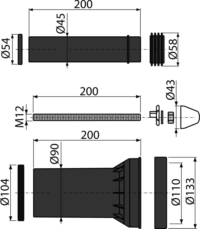 Izlivni konektor konzolne solje i odvoda SET ALCA [M900]