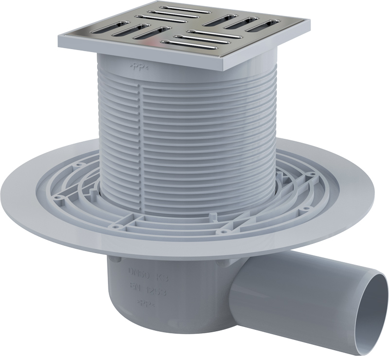 Pvc slivnik f50 horizontalni, 10x10, mokri sifon ALCA [APV101]