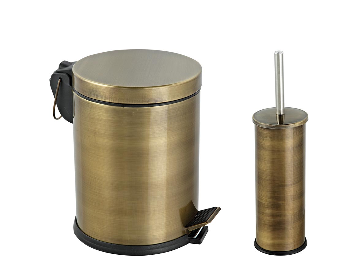 Kupatilski set kanta 5l + cetka 951A - bronzana