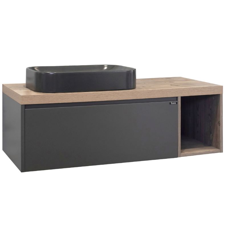 Ormaric konzolni IBANIO - JAVA-grey pine/carbon 120cm + umivaonik [1140]