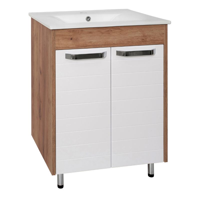 Ormaric stojeci HYDRA - DELTA hrast/white - 61cm + lavabo [13-030]