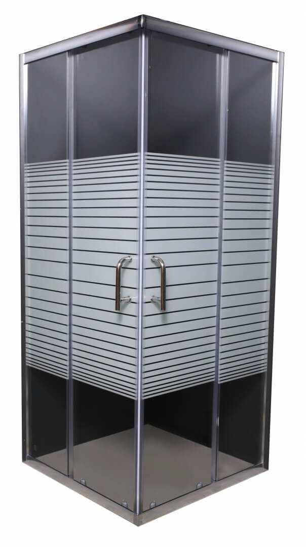 Tuš paravan 80x80 - HYDROFIT [6mm - hrom - sa belim linijama]