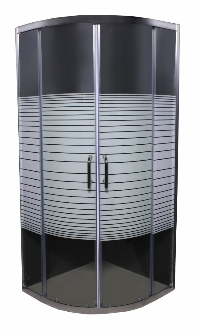 Tuš paravan R90 - HYDROFIT [6mm - hrom - sa belim linijama]