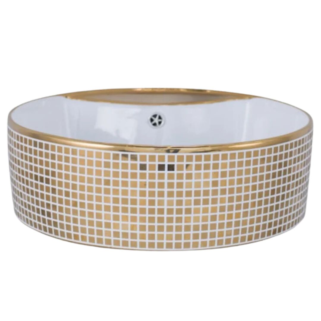 Umivaonik umetnicki 460*460*145 HIDROSAN [WK-GD138 - Gold-White]